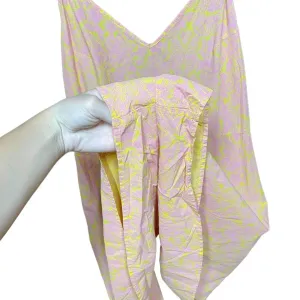 Anthropologie Lilka Saffron Romper Culottes Tie‎ Back Floral Pink Yellow Small thumbnail 7