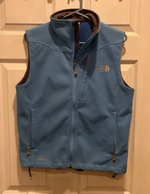 The North Face Windwall Fleece Vest Women's Size L G Blue Zip‎ Up Pockets Warm thumbnail 1