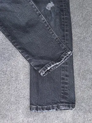 Levis Premium 501 Skinny Jeans Distressed Black Denim Button Fly High Rise 24x28 thumbnail 7