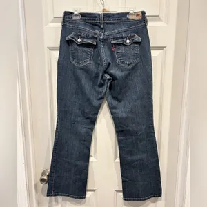 Levis 515 Mid Rise Boot‎ Cut Jeans Womens 12 Med Wash Blue Flap Pocket Denim Y2K thumbnail 2