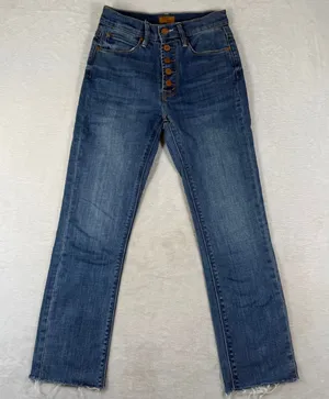 Mother The Insider Ankle Fray Jeans Beyond The Sky Blue Button Fly Size 25 thumbnail 1