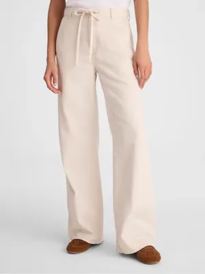 Madewell Ultimate Wide Leg Pant Cream Vintage Canvas Airy Denim NZ211 Size 28 thumbnail 2