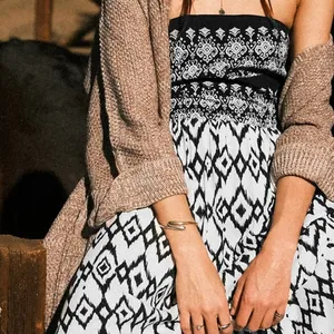 Cupshe Black & White Geo Sleeveless Maxi Tube Dress XL NWT Resort Boho Spring thumbnail 3