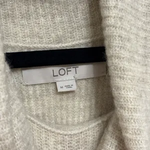 NEW LOFT Cowl Neck Soft Lightweight Sweater Dress in Ivory / Off White - Size M thumbnail 3