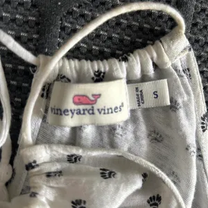 Women’s vineyard Vines White/Black Halter Blouse with Black Polka Dots and a Black Ornate Border at the Hem, Size S thumbnail 3