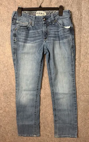 Ariat Real Denim Women's 30s Light Blue Slim straight Jeans western pants thumbnail 1