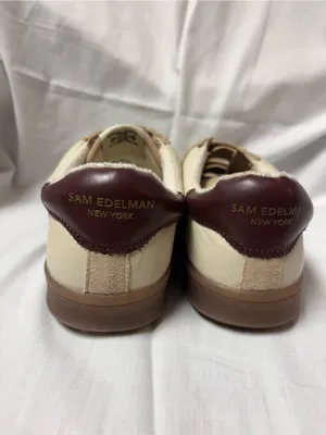 Sam Edelman Women’s Talia Beige Suede & Cream Leather Hook and Loop Sneakers 8M. thumbnail 3