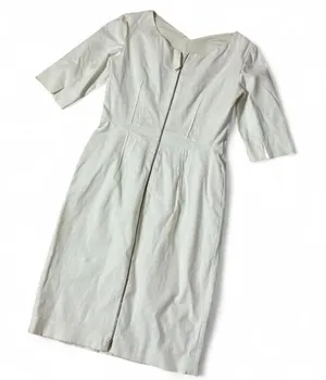 Narciso‎ Rodriguez Cotton Silk Blend Sheath Dress Made in Italy V Neck Zip Front thumbnail 1