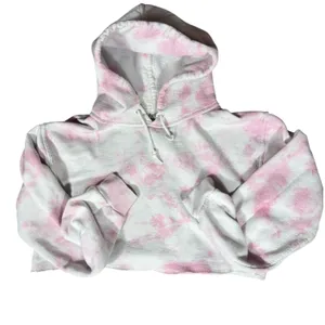 Artist Union Hoodie Womens Small Pink Tie Dye Cropped Raw Hem Long Sleeve thumbnail 10
