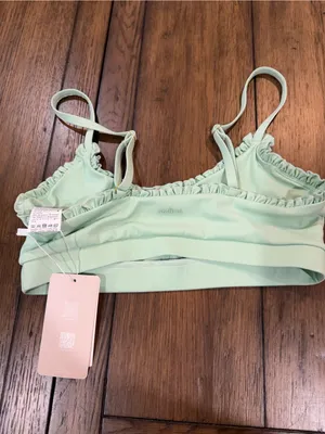 Aralina Mint Ruffle Trim workout bra Green Size M thumbnail 3