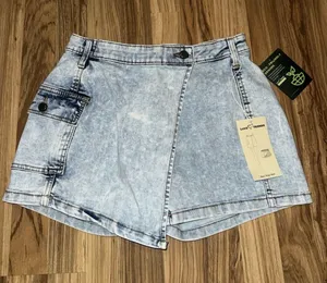 Love Trends NEW Blue Jean Skirt Skort‎ Shorts Women's Juniors Sz 7 thumbnail 1