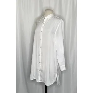 SUMMERSALT The Silky Luxe Short Effortless Shirtdress Cover-Up Solid‎ White XS thumbnail 5