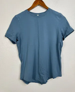 Lululemon Love Crewneck T-Shirt Blue Pima Cotton‎ Short Sleeve Size 6 LW3CPFS thumbnail 1