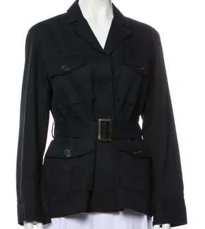 Misha‎ Nonoo Black Belted Jacket 100% Cotton Size Small thumbnail 1