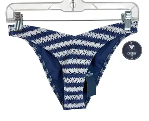 Hollister NWT Blue White Crochet Lined Cheeky Fit Bikini Bottom Women's Size XS thumbnail 1