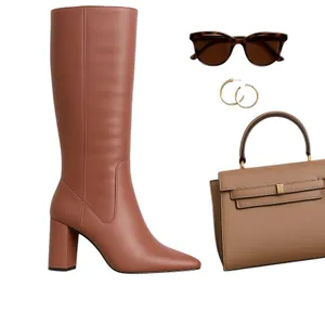 Cole Haan Knee High Leather Boots Women 7.5B Dusty Rose Luxe Heel EUC Designer thumbnail 3