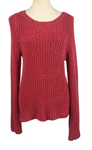 Lauren Jeans Co. Ralph Lauren Red Pink Knit Sweater Long Sleeve Womens‎ Large thumbnail 1