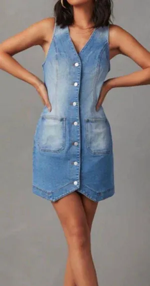 These Three Boutique Vici Dolls Denim Mini Dress With Buckle thumbnail 2