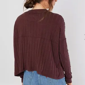 We the Free Free People In The Mix Henley Top in Magic Berry W-295 Sz M thumbnail 3