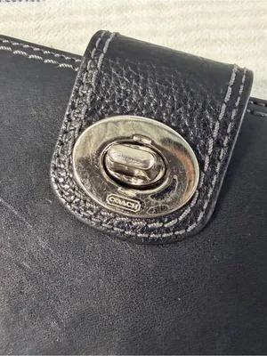 Coach Black Leather Turnlock Checkbook Wallet Organizer Long Bifold thumbnail 2