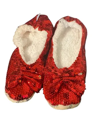 Snoozies Wizard of Oz Ruby Slipper Red Sequin Ballerina Slippers Women’s Size 8 thumbnail 3