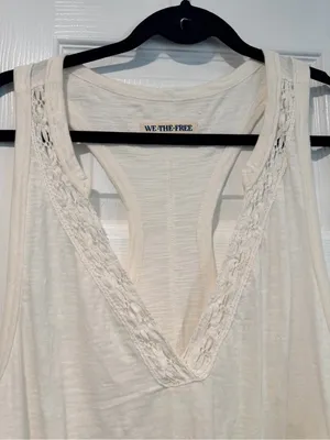 NWOT Free People We The Free Size S Cream Crochet Trim Racerback Layer Tank Top thumbnail 4