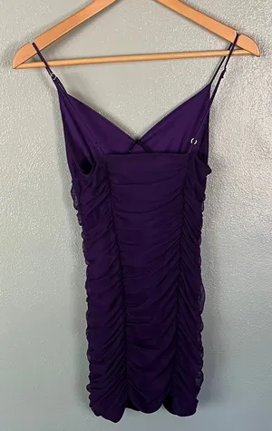 Lucy in the Sky Deep Purple Ruched Mini Dress thumbnail 1