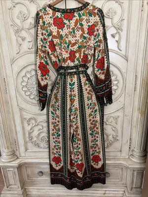 Farm Rio x New Anthropologie Cotton Boho Floral Jumpsuit Long Sleeve S-S thumbnail 11