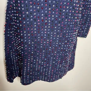NWT DOEN Solandis Navy Beaded Crochet Long Sleeve Knit Mini Bodycon Dress sz M thumbnail 11