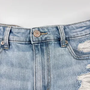 American Eagle Ripped‎ Denim Shorts Light Wash Comfort Stretch Waistband Size 4 thumbnail 3