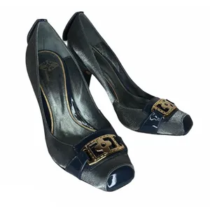 Gracienne Vintage Size‎ 8 Pumps High Heels Patent Leather Blue Silver thumbnail 1