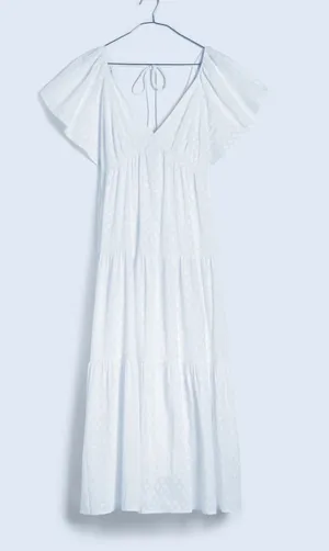 NWT Madewell Tie-Back Flutter-Sleeve Tiered Midi Dress thumbnail 1