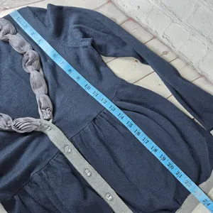 Esther's Archive‎ Navy Blue Cotton Cashmere Ruffle Bow Cardigan Sweater Small thumbnail 10