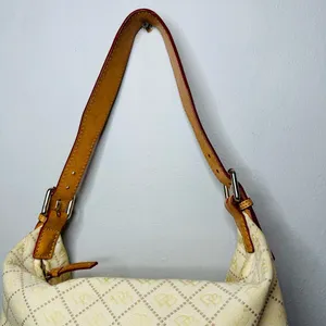 DOONEY & BOURKE Cream Yellow DB Monogrammed Vachetta Leather Shoulder Bag thumbnail 7