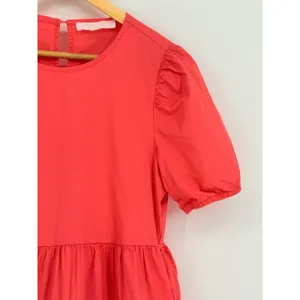 Adyson Parker Tiered Puff Sleeve Dress Womens Medium‎ Coral Babydoll Pockets thumbnail 10
