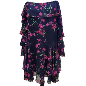 Alice + Olivia Black Floral Silk‎ Chiffon Lexis Sakura Mini Dress Off Shoulder 6 thumbnail 4