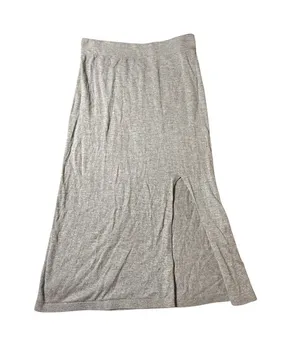 Banana Republic Petite Small Gray Knit Maxi Skirt High Side Slit Heather Grey PS thumbnail 1