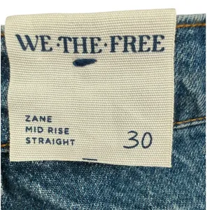 NWT Free People Zane Mid Rise Straight Leg Jeans Button‎ Fly Blue Denim Size 30 thumbnail 3