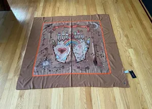Fraas Brown Scarf with Artistic Hand and Rainbow Design thumbnail 1