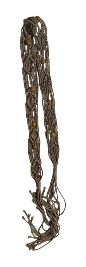 Y2K Macrame‎ Belt with Wood Beading 28 inch Waste 57 Full Length Belt thumbnail 1
