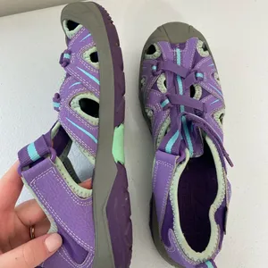 EUC Merrell women's purple hook loop strap hydro hiker hiking sandals shoes 6 thumbnail 4
