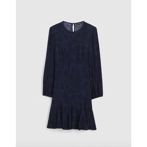 NEW Madewell Puff Sleeve Flare Mini Dress Alexis Floral Navy Viscose US 8 thumbnail 6