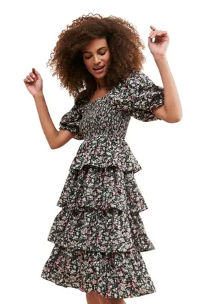 English Factory Floral Tired Midi Dress Puff Sleves thumbnail 1