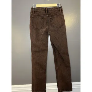 Zara Jeans Womens 2 Brown Acid Wash Straight Regular Fit Stretch Denim thumbnail 4