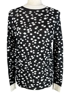 & Other Stories Crew Neck Black Cream Polka Dot Sweater Size S Cotton Modal Silk thumbnail 1