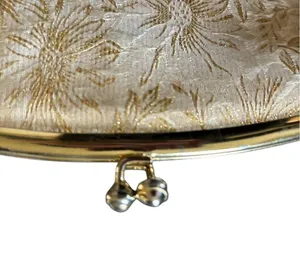 VTG Avon Kadin Gold Shimmer Floral Clutch Handbag Top Snap Satin Lining 10X5” thumbnail 5