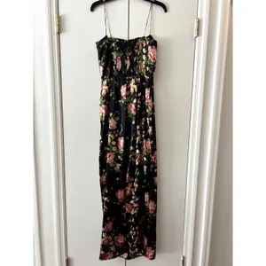 Reformation Frankie Silk Maxi Dress Silk Floral Print Black Pink Size 10 New thumbnail 6