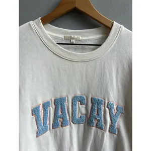 Z Supply Evereve Vacay Sweatshirt Crewneck Pullover Cream White Blue Size Small thumbnail 5