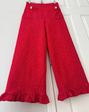 Anthropologie Maeve The Colette Crop Wide-Leg Pants: Tweed Edition, Size 27 thumbnail 10