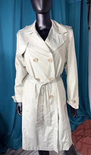1 Madison Classic Double Breasted Belted Trench Coat Light Sage Green Size S‎ thumbnail 1